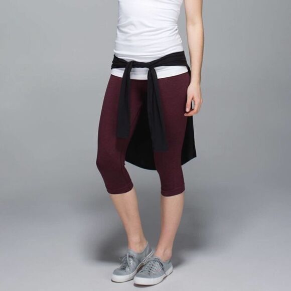 Lululemon In The Flow Crop II Heathered Bordeaux Drama Size 6 - Picture 2 of 11